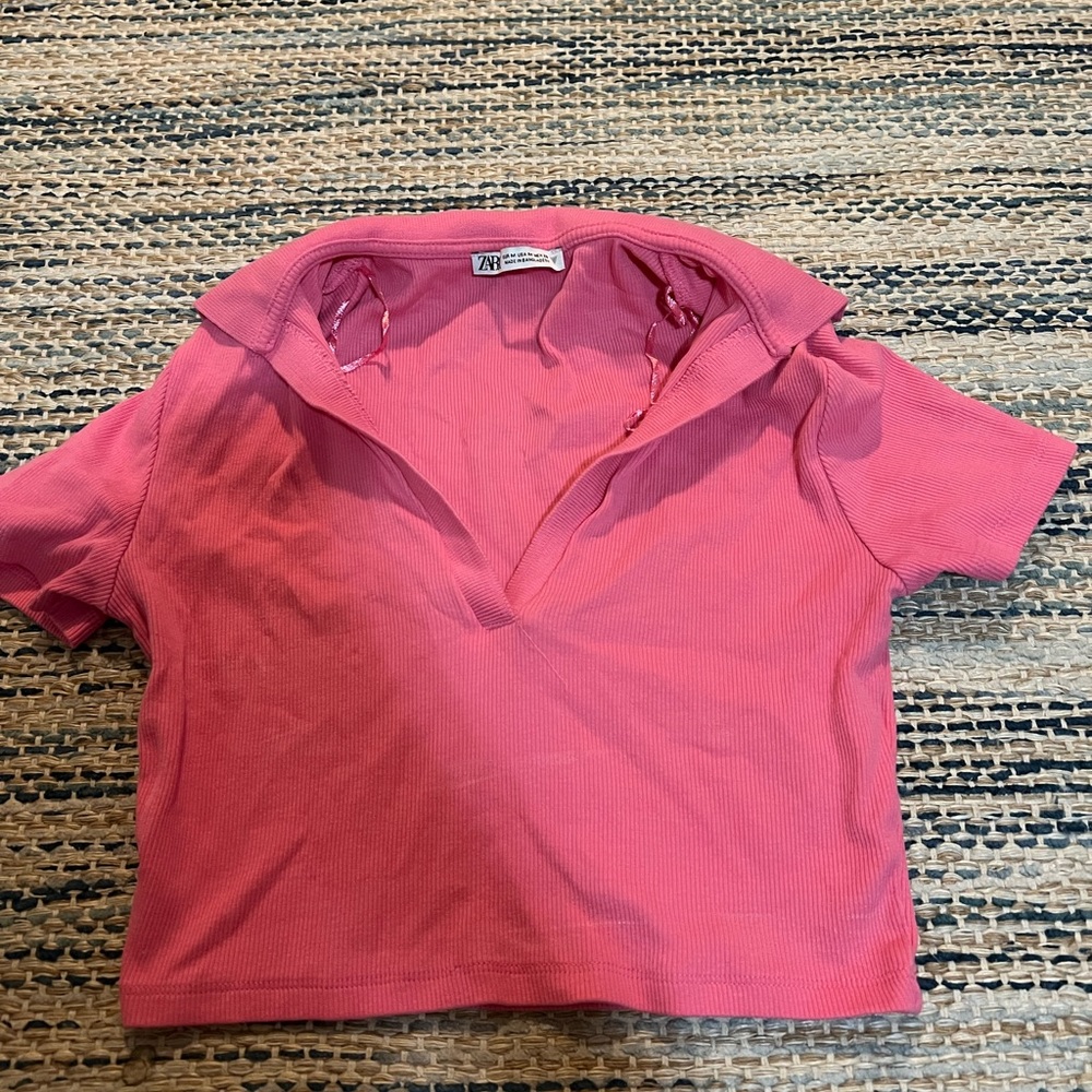 Zara cropped collared shirt